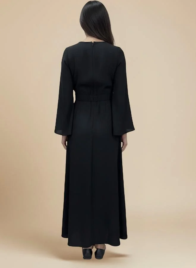 HOUSE OF RAELI Women Black Bell Sleeve Maxi Dress